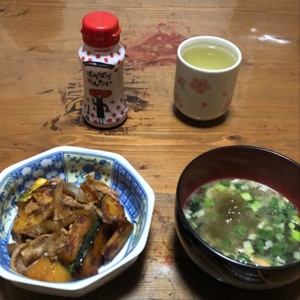 かぼちゃと豚肉の甘辛炒め